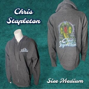 Chris Stapleton Full Zip Hoodie Charcoal Grey with Cobra Design Size Medium